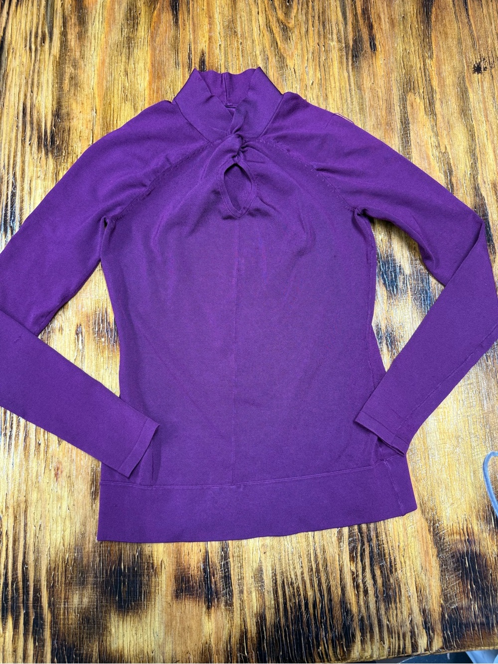 Women's Purple Keyhole Long-Sleeve Tee
